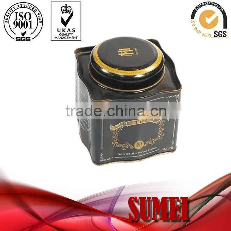 custom tin tea can with airtight metal lid