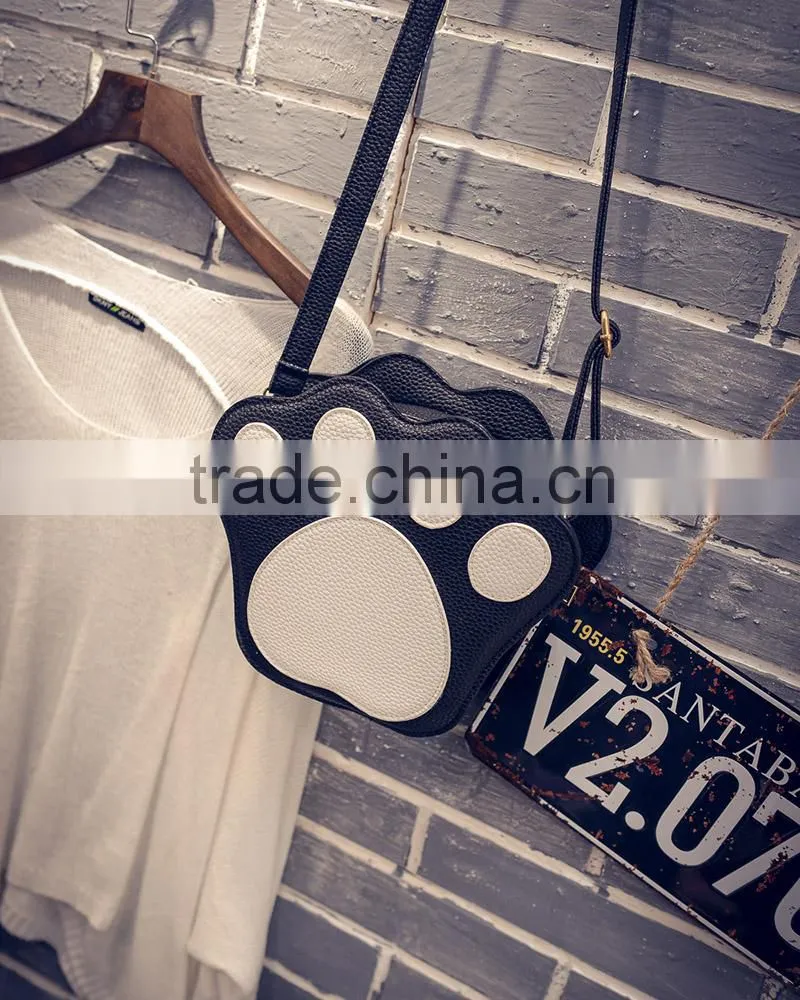 PU shoulder cross body handbags purses ladies bags footprint women bag
