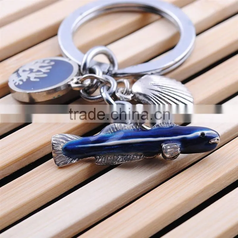 Manufacturer wholesale metal keychain tiger shrimp fish keychain