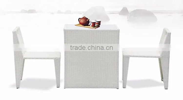White Wicker Furniture Set Wholesale Poly Rattan Furniture Outdoor Rattan Table And Chair 3 Piece