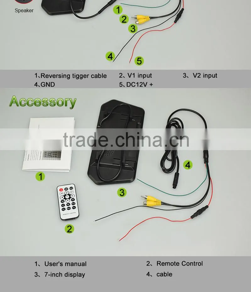 7 inch car rearview monitor with bluetooth and USB DS-799