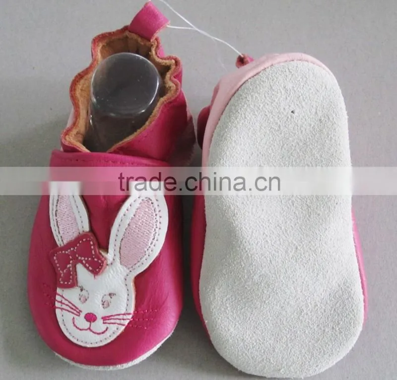 2016 girl kids rabbit design hard sole baby leather shoes