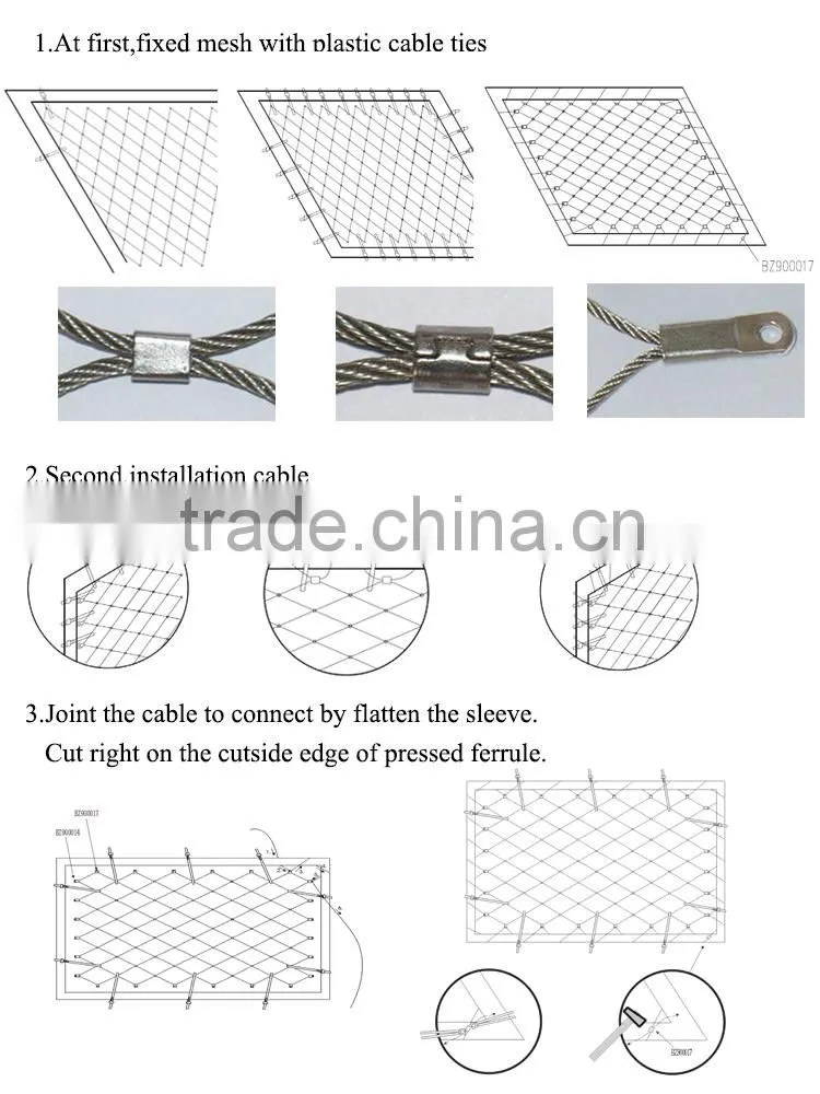 Stainless steel knotted cable mesh/ferruled cable mesh