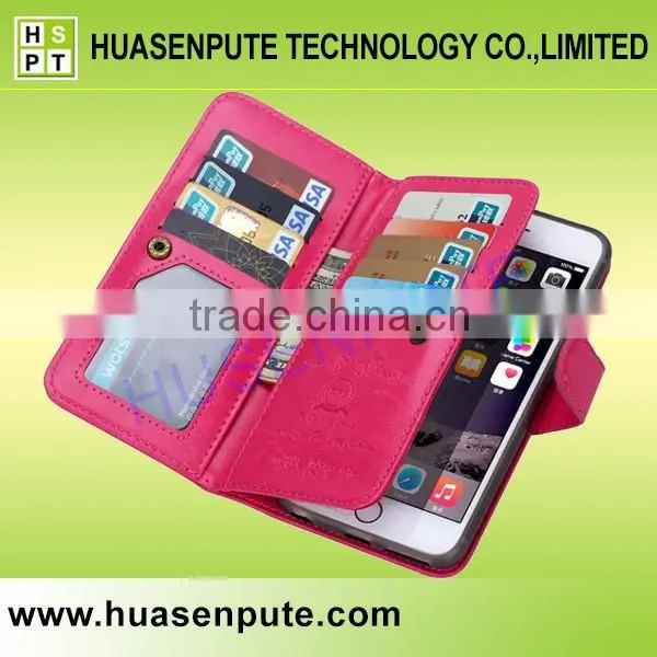 Book Wallet Flip Leather Cell Phone Case For Iphone 6 9 Card Slots Leather Mobile Case