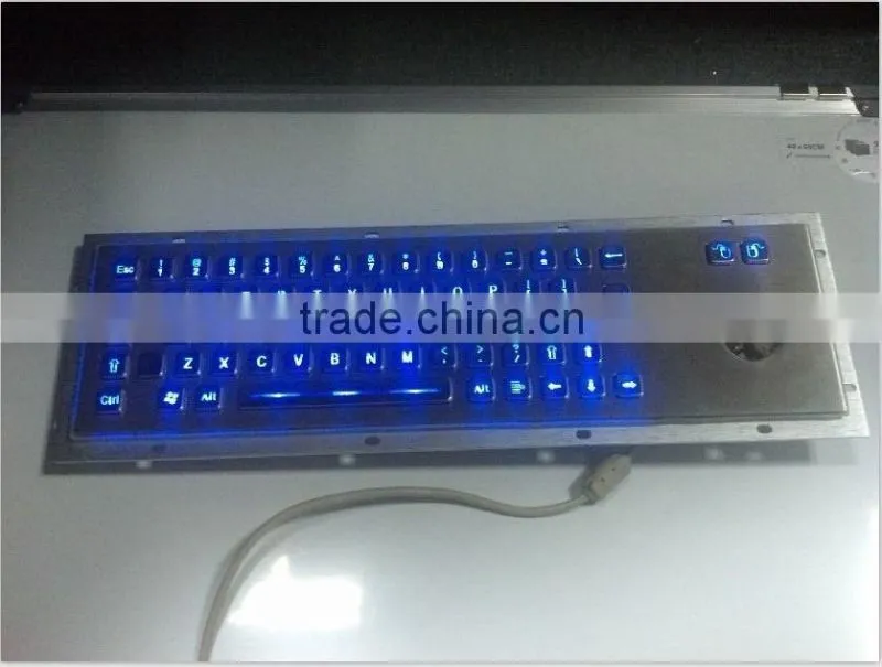LED backlight gaming metal keyboard with trackball