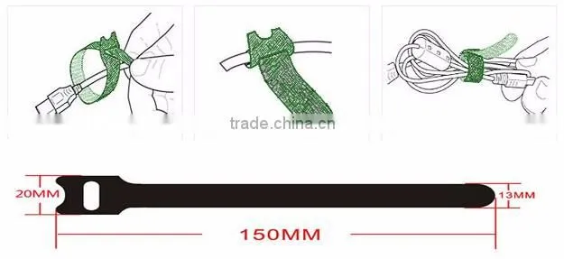 Nylon Printed electric back to back magic tape Hook and Loop cable tie