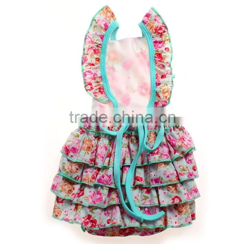 Wholesale Fashion New Pattern Hot Sale Floral Fresh Baby Girls Lace Romper