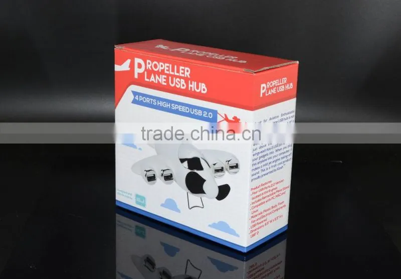 USB 2.0 Interface Type Airplane Shape USB Hub with Fan 4 Port USB Hub