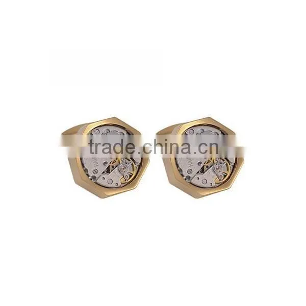 Antique men design gold cufflinks,copper floating locket watch cufflinks