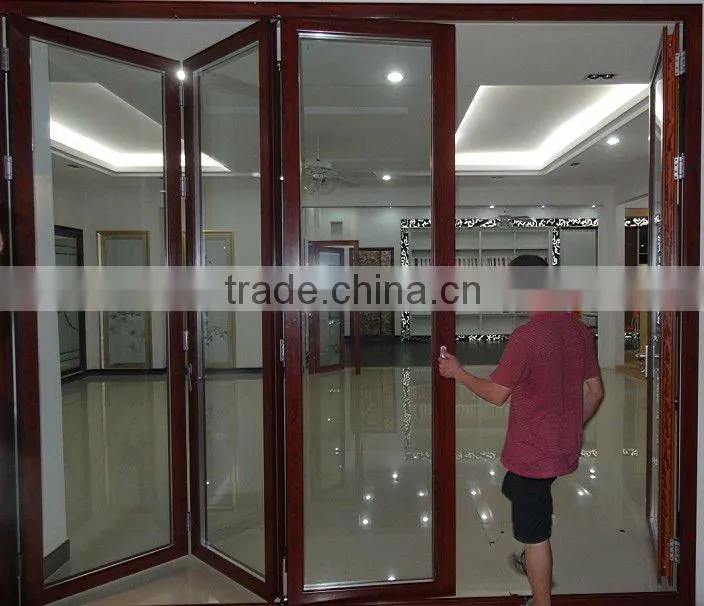 aluminum accordion folding doors with internal shutter and blinds