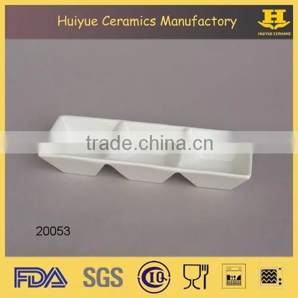 Ceramic plates with 6 compartment, porcelain hotel serving plate