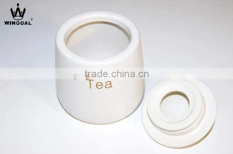 Set of 3 Simple design white ceramic jar