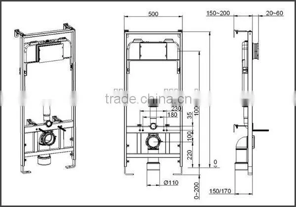 Concealed cistern with dual flush button with CE certification