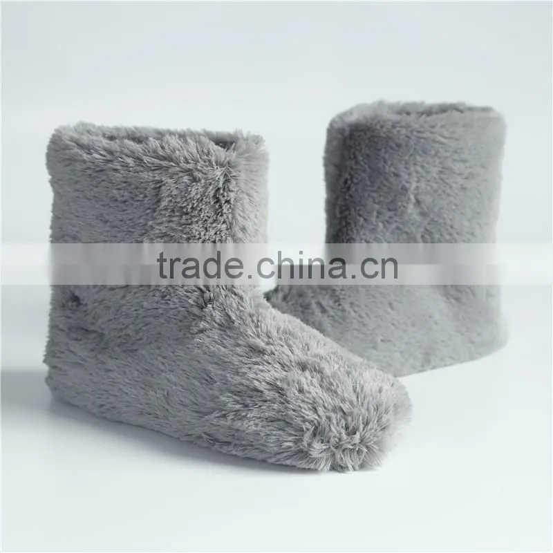 Ladies plush with shine print slipper boots