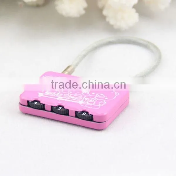 2015 New Design Hot Sale Cute Lock Zinc Alloy Combination Cable Lock
