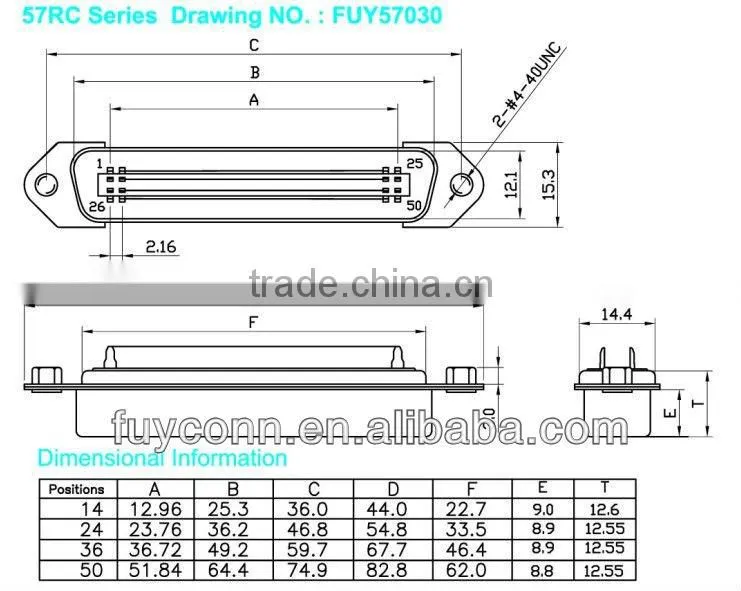 Ribbon Centronics Connector Solder Cup Contacts Easy Type Male Plug Header with Hex Head Nuts