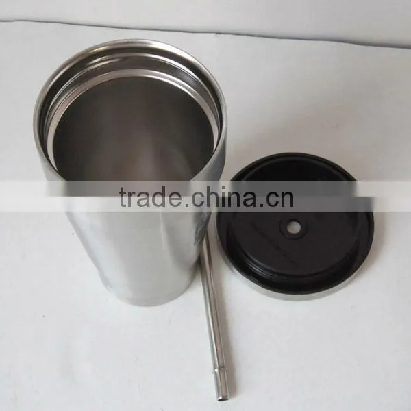 16oz double wall stainless steel straw mug, coffee tumbler, New type Starbuck Straw Tumbler