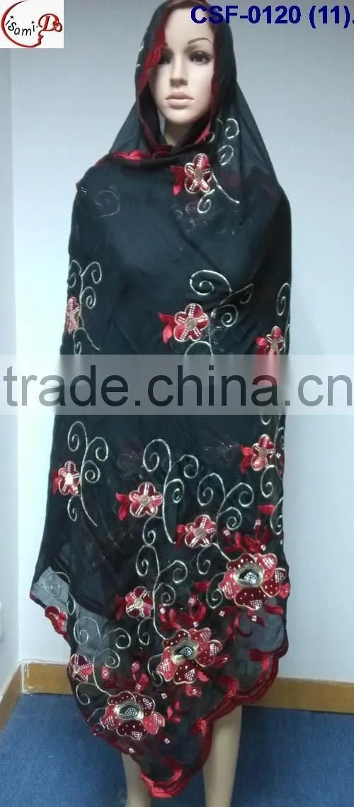 SCF-0120 Latest design nice pattern embroidery soft material high quality fashion women long scarf for clearence sale