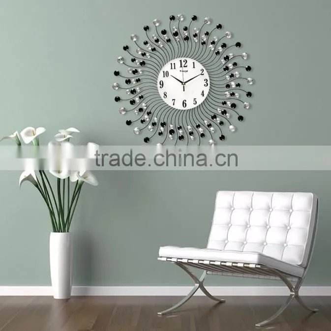 wall Mounted metal wall clock with diamonds