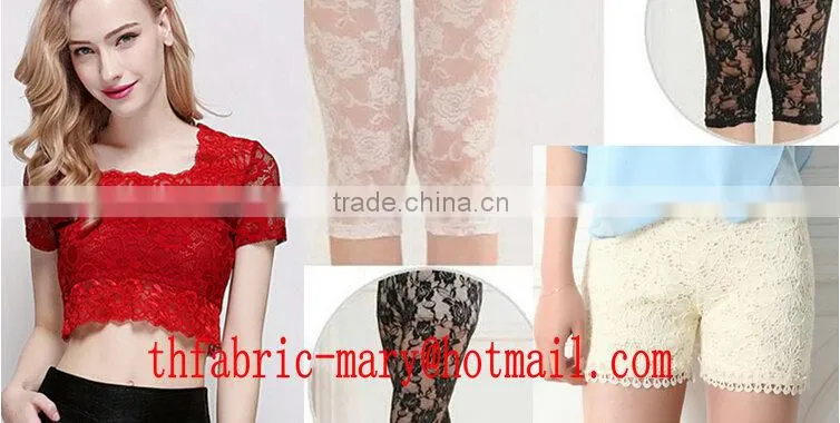 100% nylon inelastic knitting lace fabric with rippled edgee
