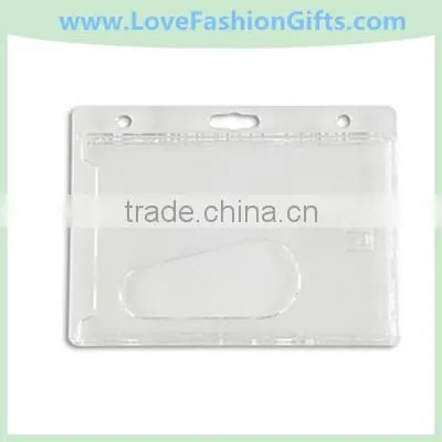 Clear Vinyl Vertical Credit Card Size Badge Holder With Slot