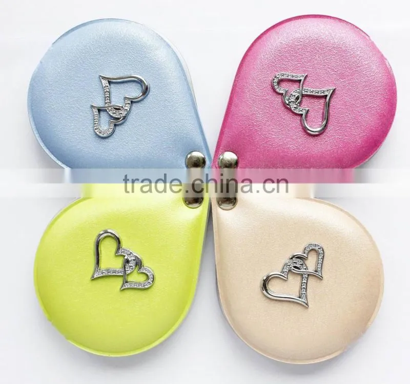 2015 new style water-drop shape portable cosmetic mirror with double heart accessories,ME314-B