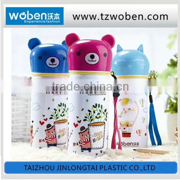 Cartoon cap wholesale kids plastic water bottle