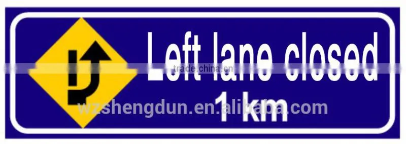 left lane closed - aluminium metal Road construction safety signs for work safety