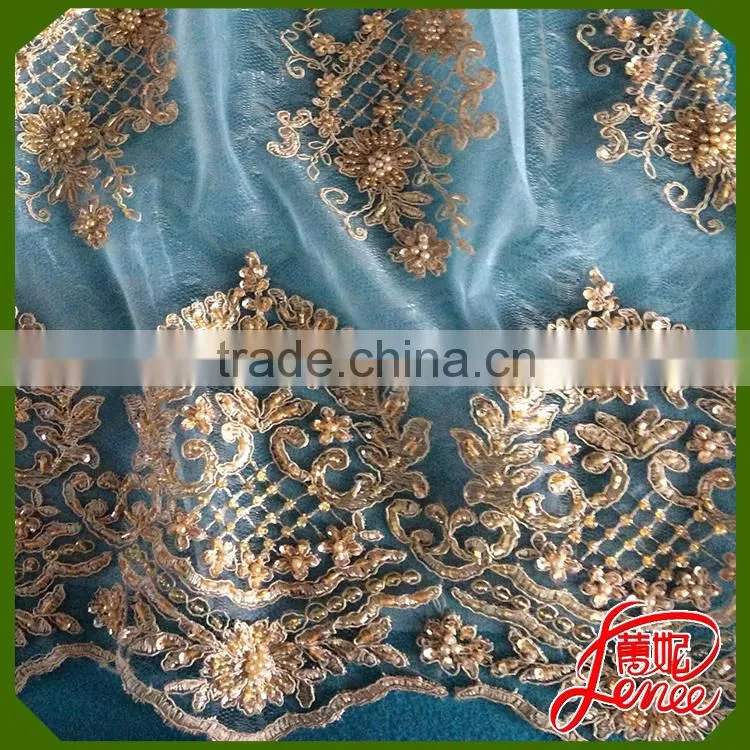 Classical Design Dress Choice Multicolor Sequined Beads Embroidery Fabric