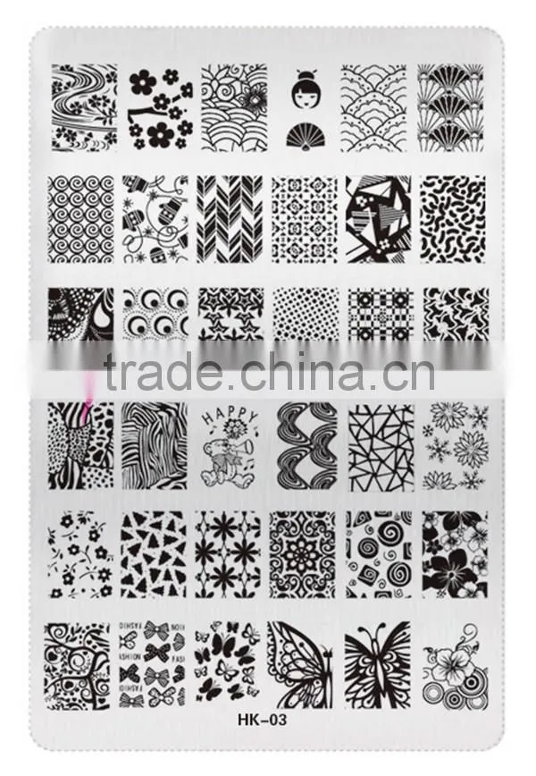 New style HK 02 flower and arrows design nail art stainless plate