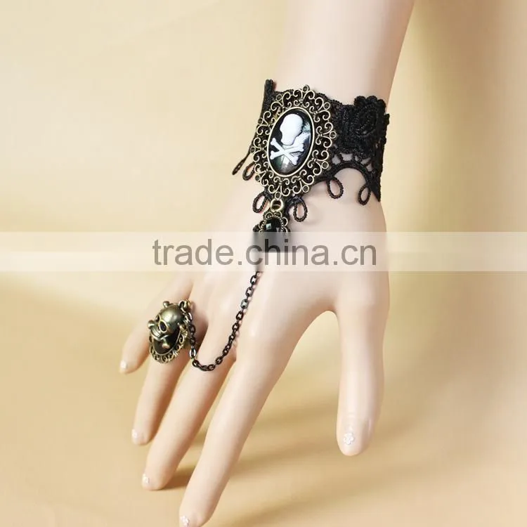 hallowmas skull vintage bracelet for women, vintage slave bracelet