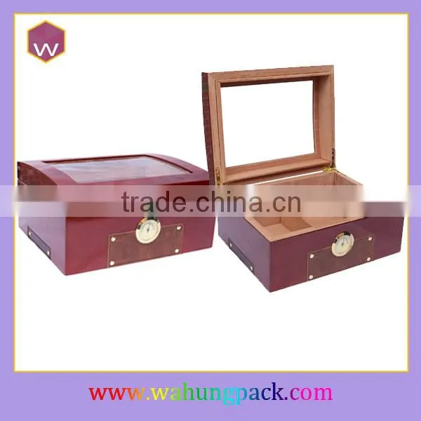 Large Compartments Cigar Box / Cedar Wooden Cigar Box With Glass