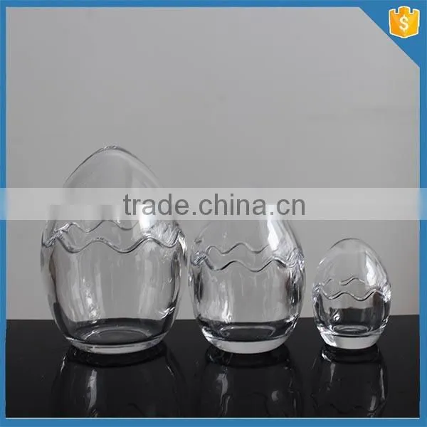 Egg shape wholesale glass candle jars with lids