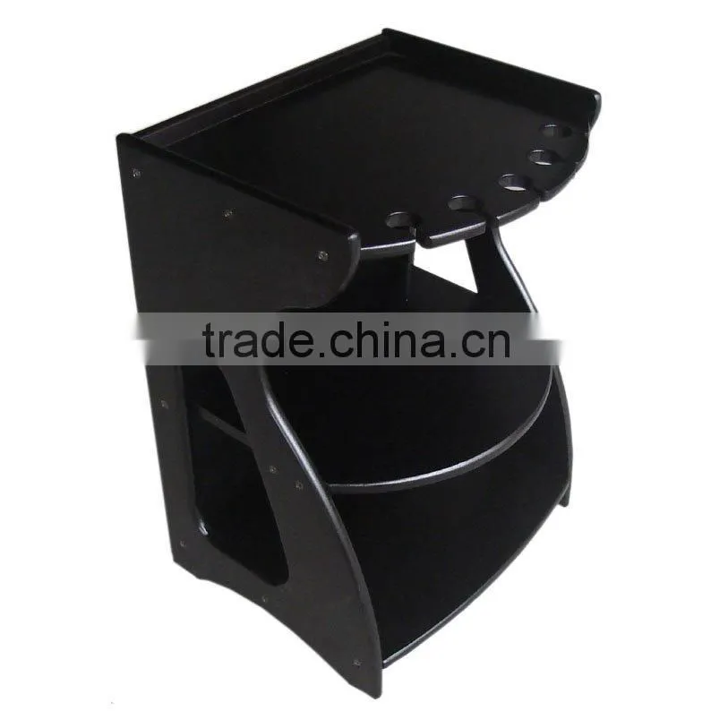 2016 Good Quality Pine Wood Trolley Cart Black Wooden Salon Trolley Salon Trolly