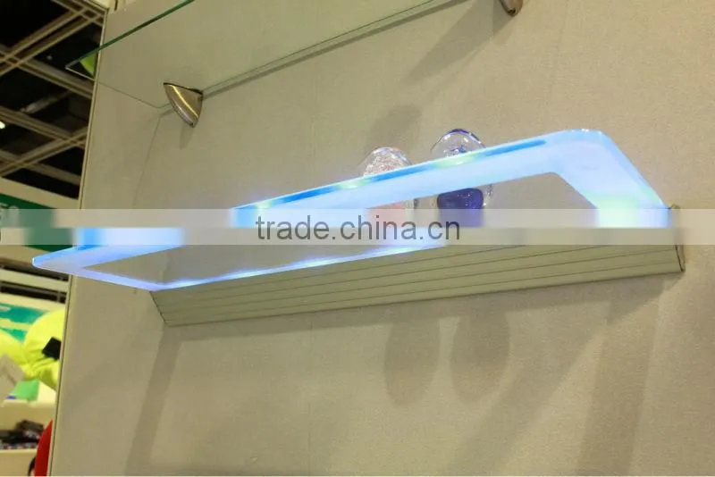 LED lighting wall mount bottle display glass shelf
