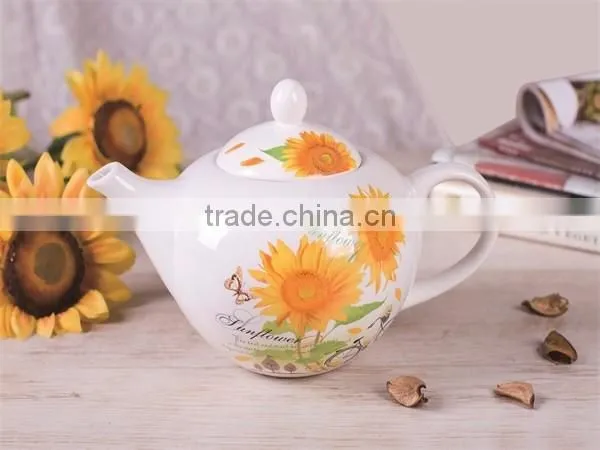 Factory Direct Sunflower Decal Ceramic Antique Teapot