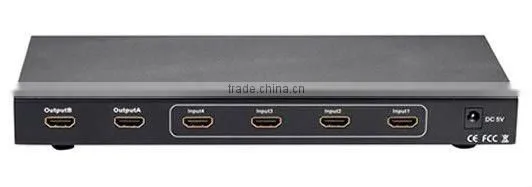 4 in 2 out hdmi switch splitter with remote control support 3D 1080P