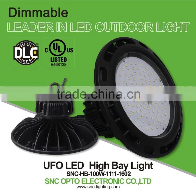 100w SNC top quality UL cUL DLC list dimmable UFO led high bay light to replace 250w mental halide lamp
