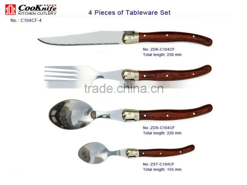 HOT SELL 4PCS Pakka Wood Handle Flatware Sets Wooden Handle Flatware Sets