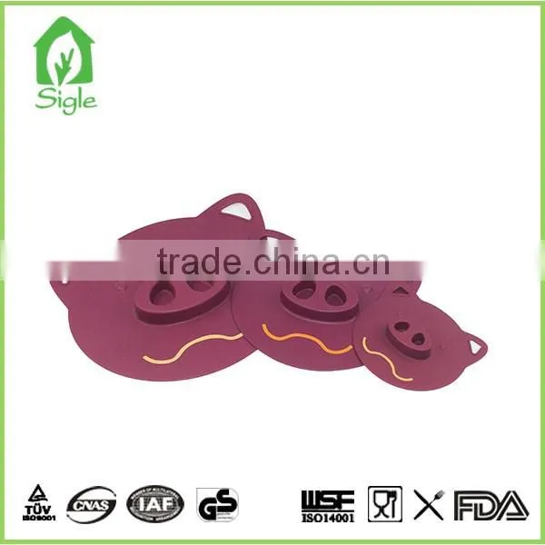 anti-leak Silicone Cute Pig Shape Bowl Lid cup cover coffee lid custom size personalize lid