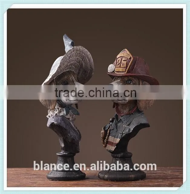 hand carving resin dog official dog lady and sir statues,resin dog statue