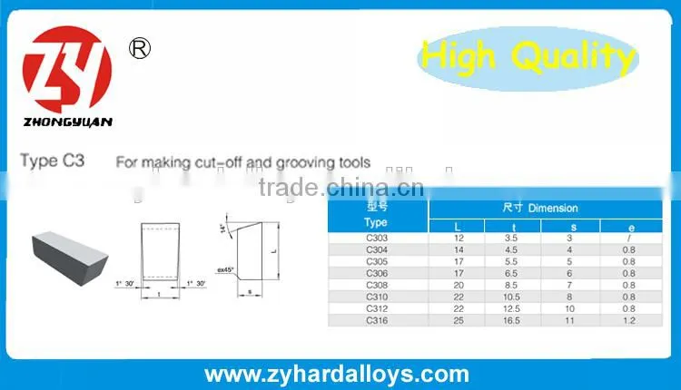 Type C1 Cemented carbide brazed tips