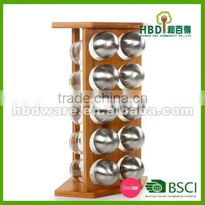 Spice jar set with bamboo rack wholesale