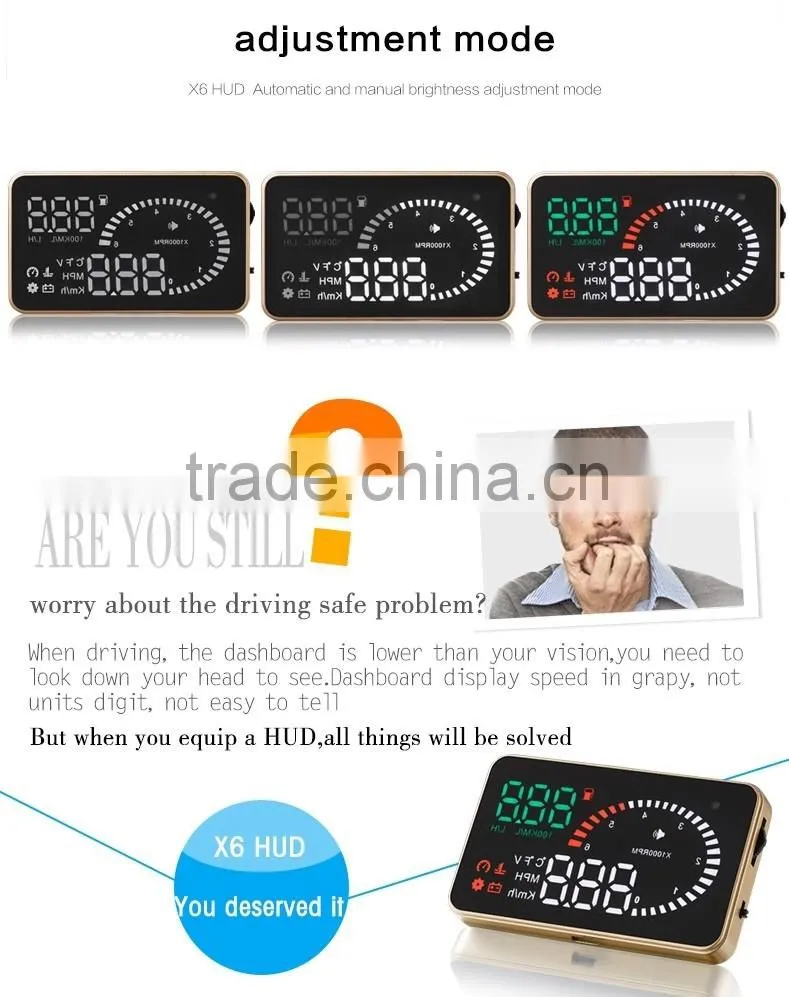 New Universal OBD HUD 3" Car Hud Head Up Display Plug Play KM/miles display Speeding alarm