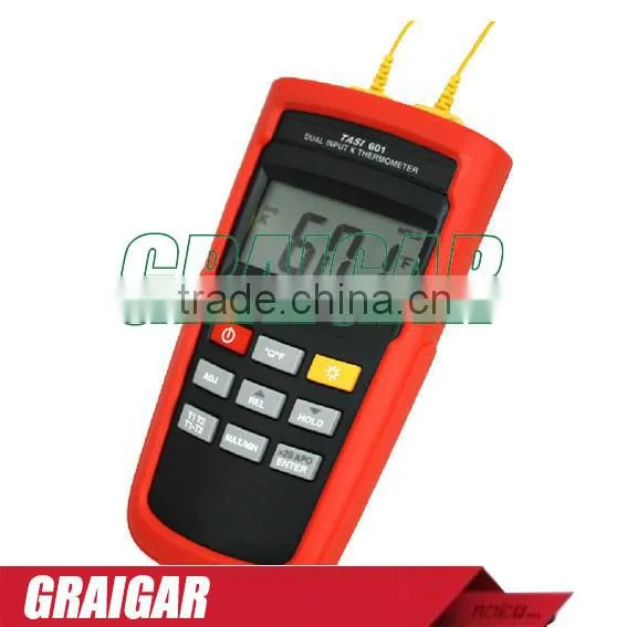 TASI-601 Range -200 to 1372 Degrees Celsius K-TYPE Dual Channel Thermocouple Thermometer Adjust thermocouple offset
