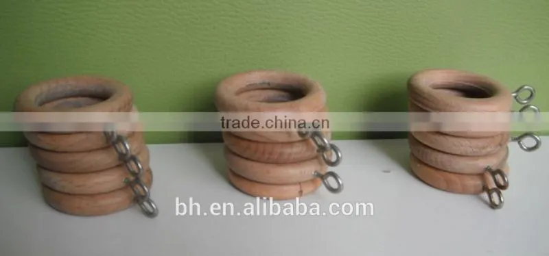 27mm Light Wood Color Wooden Curtain Hoops