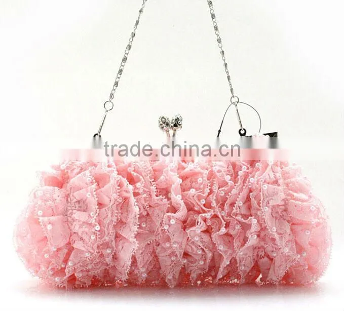 2014 wholesale Elegant Fashion party bag black lace evening bags
