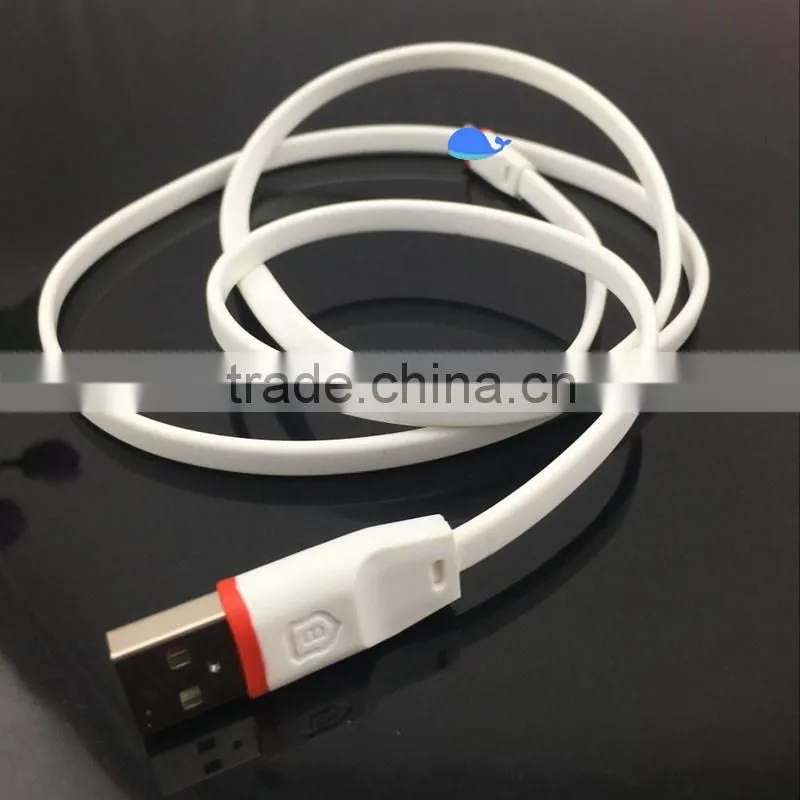 Hotsale data charging and sync 2 in 1 usb cable flat usb cable for iphone 4s 5 5s 6 6plus and samsung