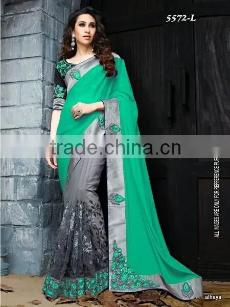 Designer Velvet Blouse and Red and Black color Womaniya Designer Sarees Collections