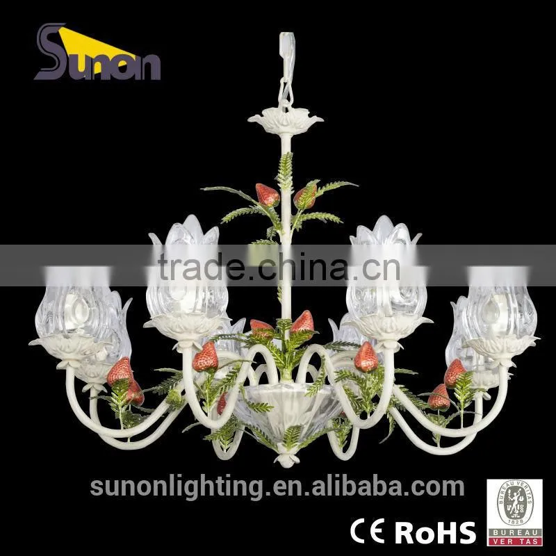 Antique 5 lights wrought iron frame paint vintage strawberry bedroom lighting